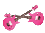 This is a pair of pink electric guitars